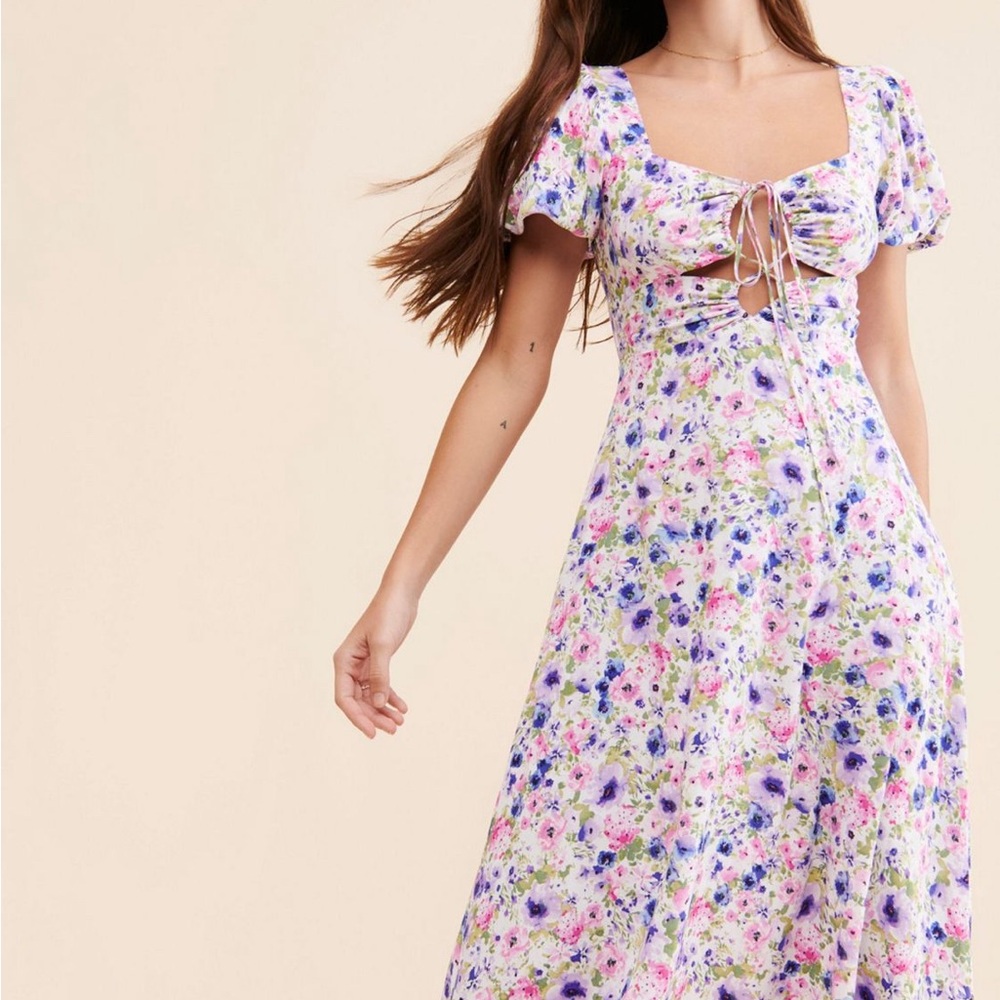 Astr Purple Pink Midi Sundress Wedding Guest